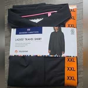 Modern Ambition women’s relaxed travel shirt Button-Up faux pocket, Nwt